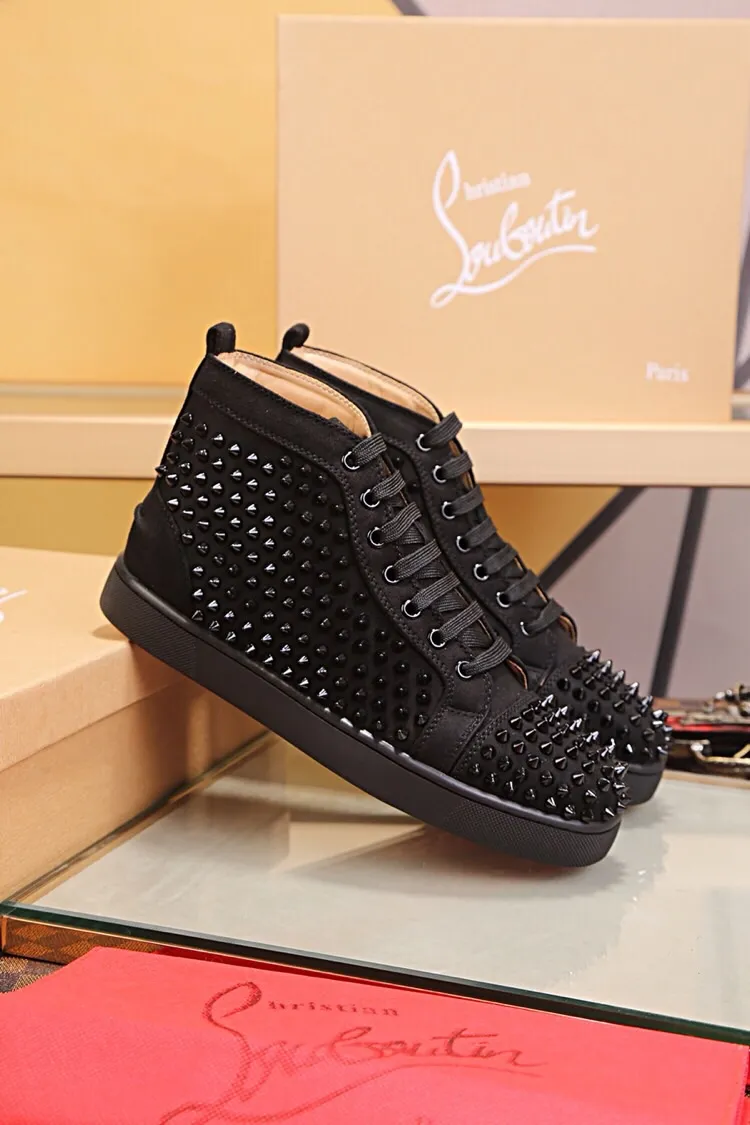 Ex-factory price 480. christian louboutin (CL red sole shoes) counter nail series, high-top casual sneakers for couples 📢 📢 📢 Exclusive hot style release 🎈🎈💪 Movable latex feet 👻 Finished outsole stitching line [satisfied] 😝Female 35-40# Male 38#-46, global supply😝 [Top version]: original imported cowhide upper, top original leather lining, original molded TPU outsole, original 1:1 detail processing, original shoe last, large quantity available from stock,
